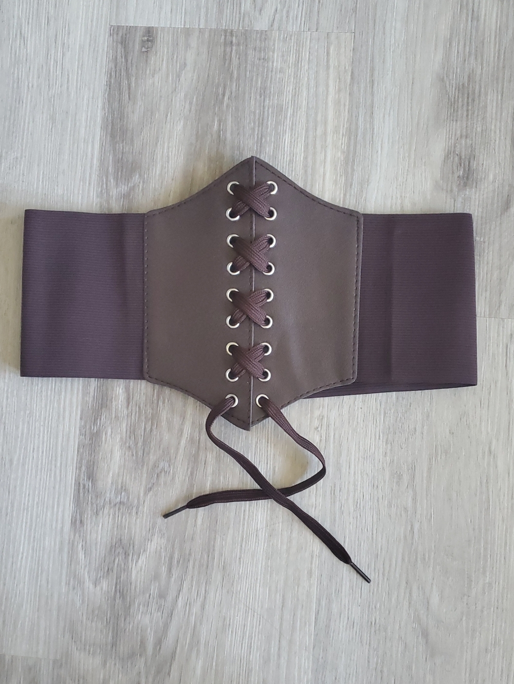 Stretchy Lace-Up Waist Corset Belt in Dark Brown - Fantasy Accessory